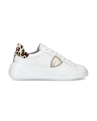 Philippe Model Temple Tres Damen Sneaker aus weißem Leder und Anim. art. BJLD VA01