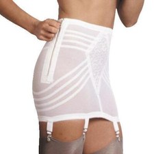 Rago 1361 Open bottom Girdle White with garters stockings Firm Shaping to 8X
