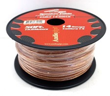 Roll 50ft 14 Gauge Clear 2 Conductor Speaker Wire for Car Audio and Home Stereo