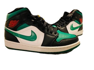 Nike Air Jordan 1 Mid Green Toe Black White 554724-067 GS size 10  193654037819 | eBay