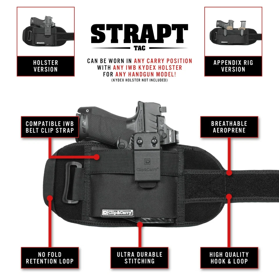 Clip & Carry STRAPT-TAC Belly Band Holster ~ Works w/ any IWB Kydex Gun Holster  - Image 2 of 4