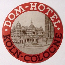 c1930s Dom-Hotel Koln Cologne Germany Luggage Label 4.5"