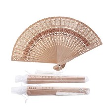 Set of 50pcs Sandalwood Fan Favors with Gift Bags and Tassels Wooden Folding ...