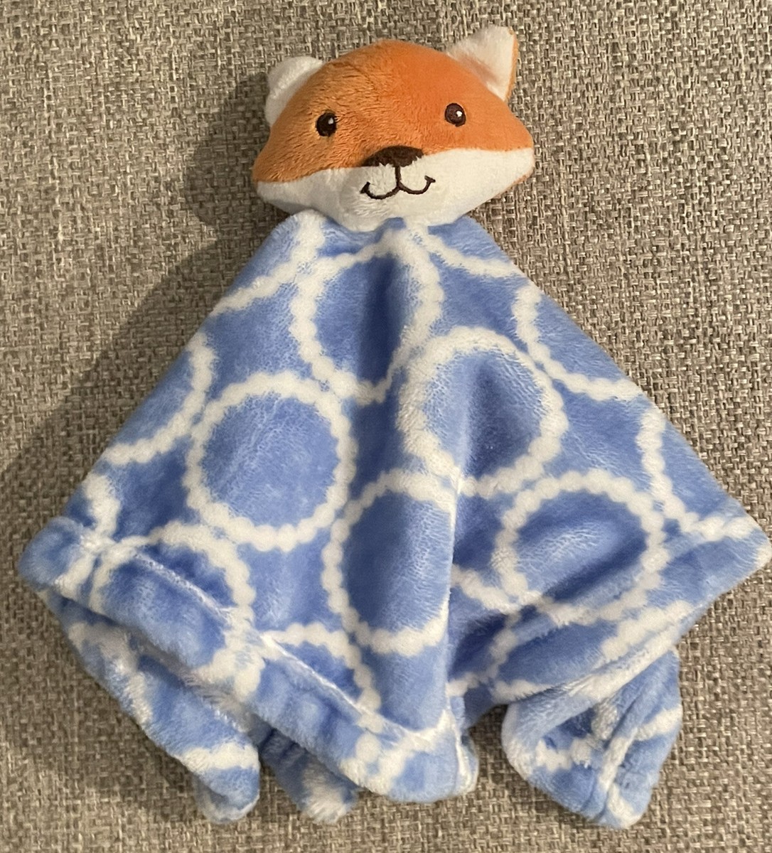 HB Hudson Baby Lovey Fox Blue Circles Security Blanket Soft Plush