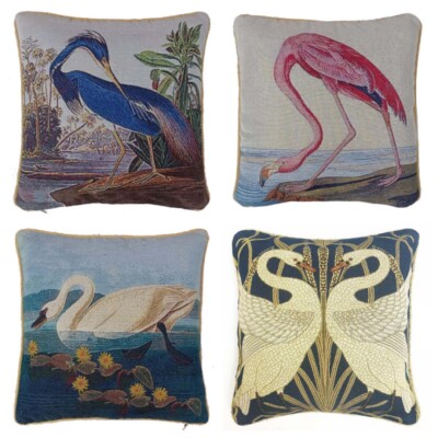 John Audubon Birds Painting Pillowcase Jacquard Tapestry Throw Cushion Cover
