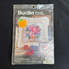 Bucilla Bouquet On Lace Stamped Cross Stitch Kit 40674 1992 SEALED 14" x 14"