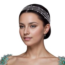 Women s Rhinestone Wedding Headband Silver Alloy Leaf Bridal Hair Accessories