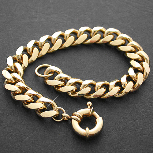 Ladies 11mm CURB Link BOLT RING CLASP 14ct Gold GL Bracelet ALL SIZES LIFE GUAR - Bild 4 von 4