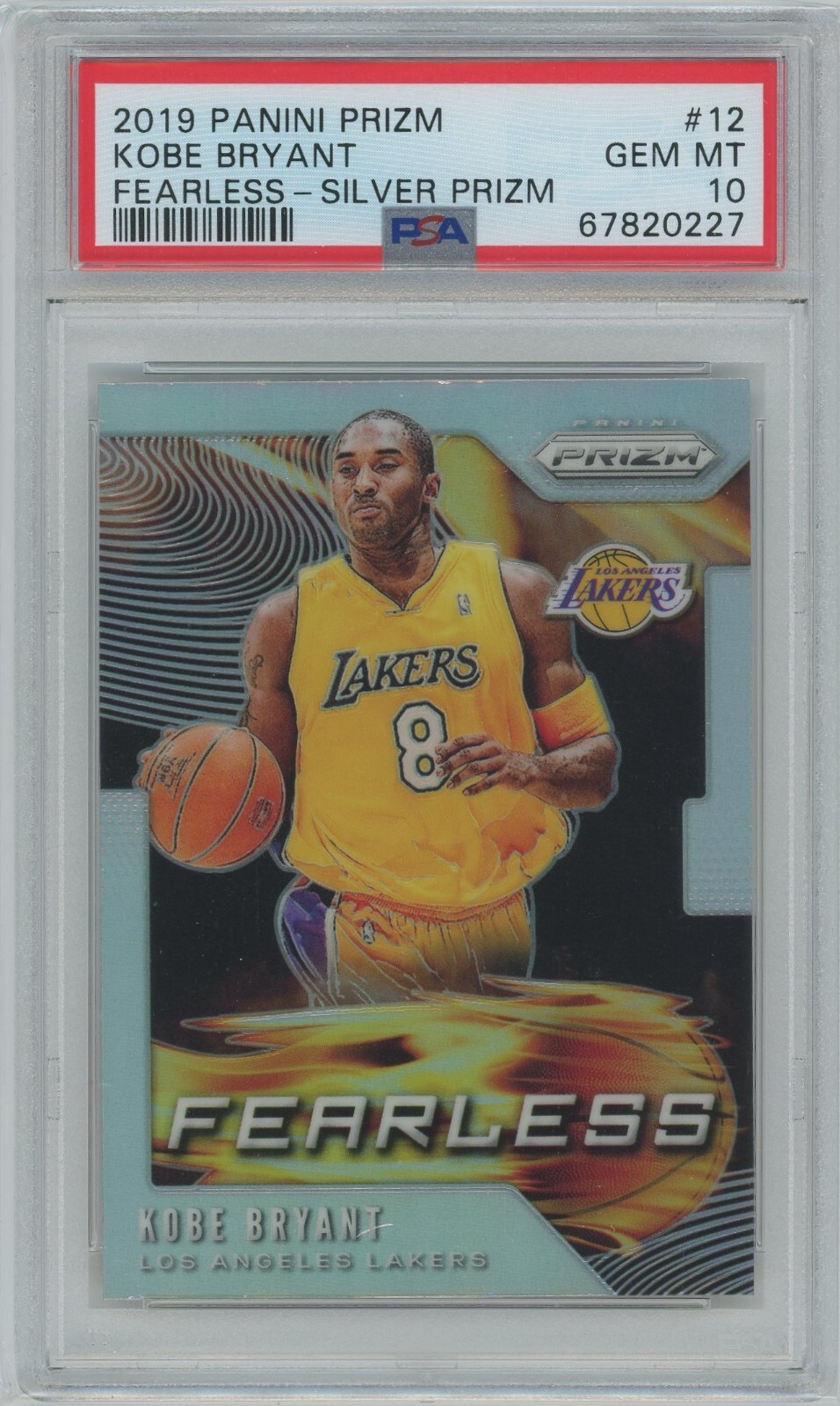 2019 PANINI SILVER PRIZM FEARLESS #12 KOBE BRYANT GEM MT 10