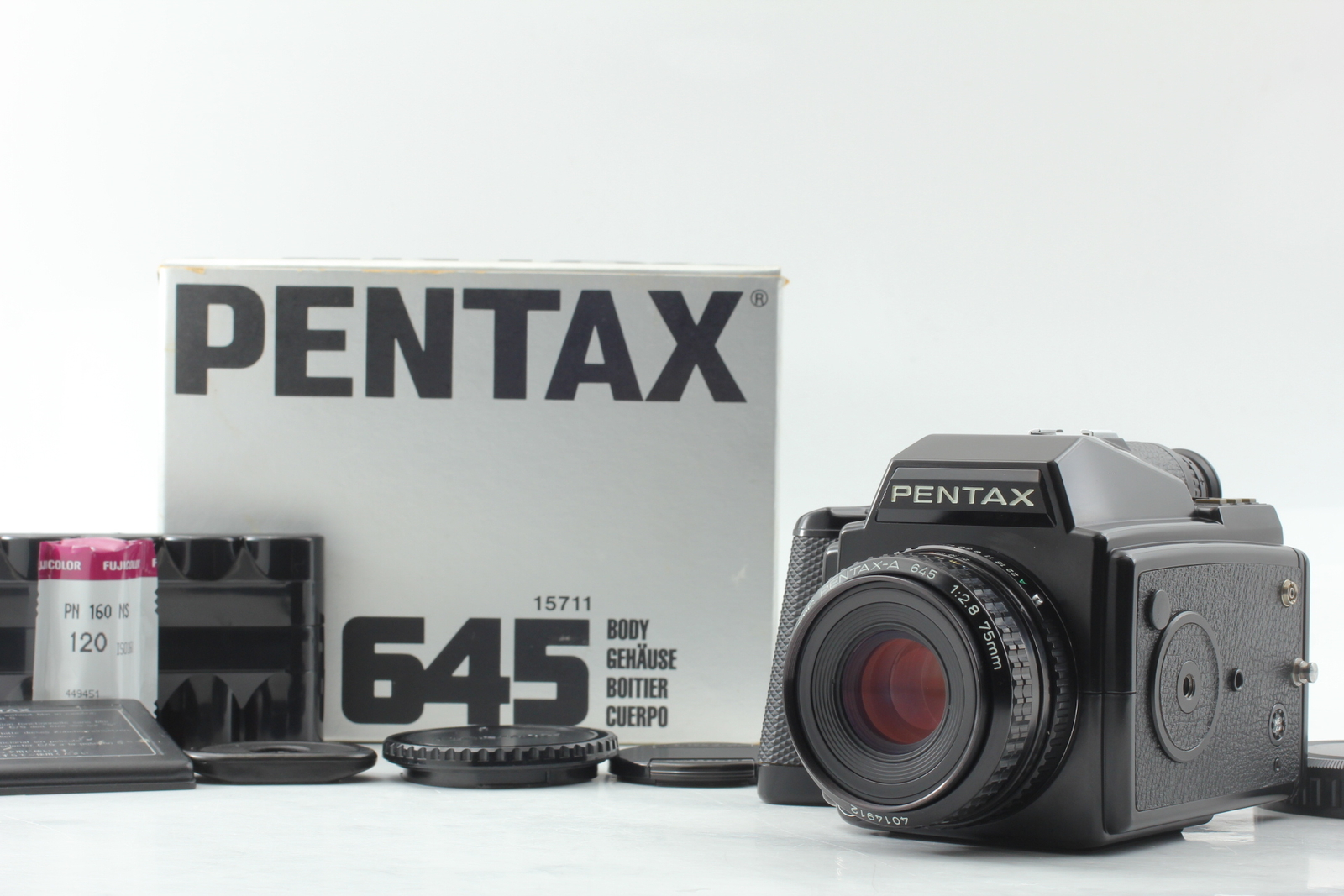 BOX [Near MINT] Pentax 645 Film Camera SMC A 75mm F2.8 Lens 120 Film