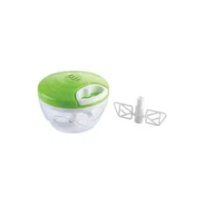 2-Cup Manual Mini Food Processor, 500ml Pull-Cord Chopper with 3 Blades