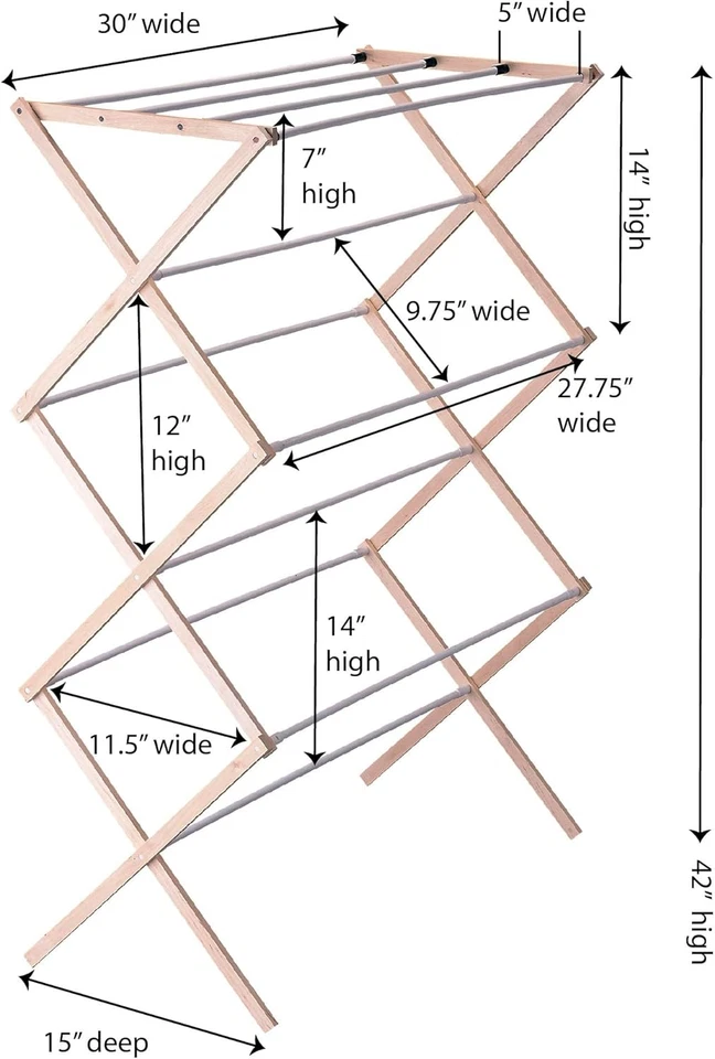 Collapsible Folding Wooden Clothes Drying Rack – 5001 Size - Image 3 of 4