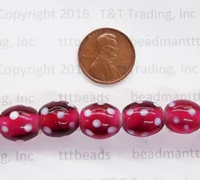 Hudson Bay Venetian Red Eye African Trade Bead White CoreR EAD  15 Pc  TT 214