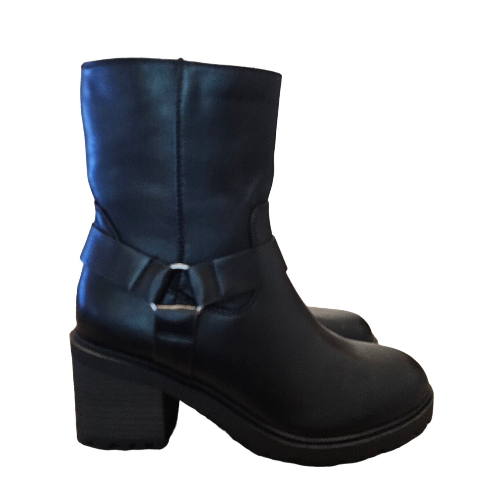 Universal Thread Greyson Dress Boots Womens Size 8 Black Chunky Side Zip Y2K