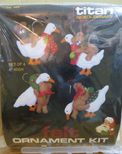 Vintage Titan Needlecraft Felt Christmas Ornament Kit 465 GEESE BEARS