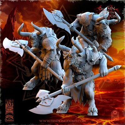 3x Mayhem Minotauren 2-Hand Beholder für AOS Sigmar Minotaurs Tiermenschen