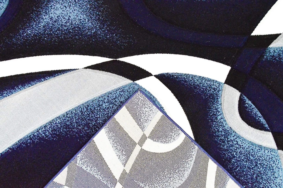 Premium Carved Modern Contemporary Abstract Rug 2305 Navy Blue 2'7''x4' - Image 4 of 4