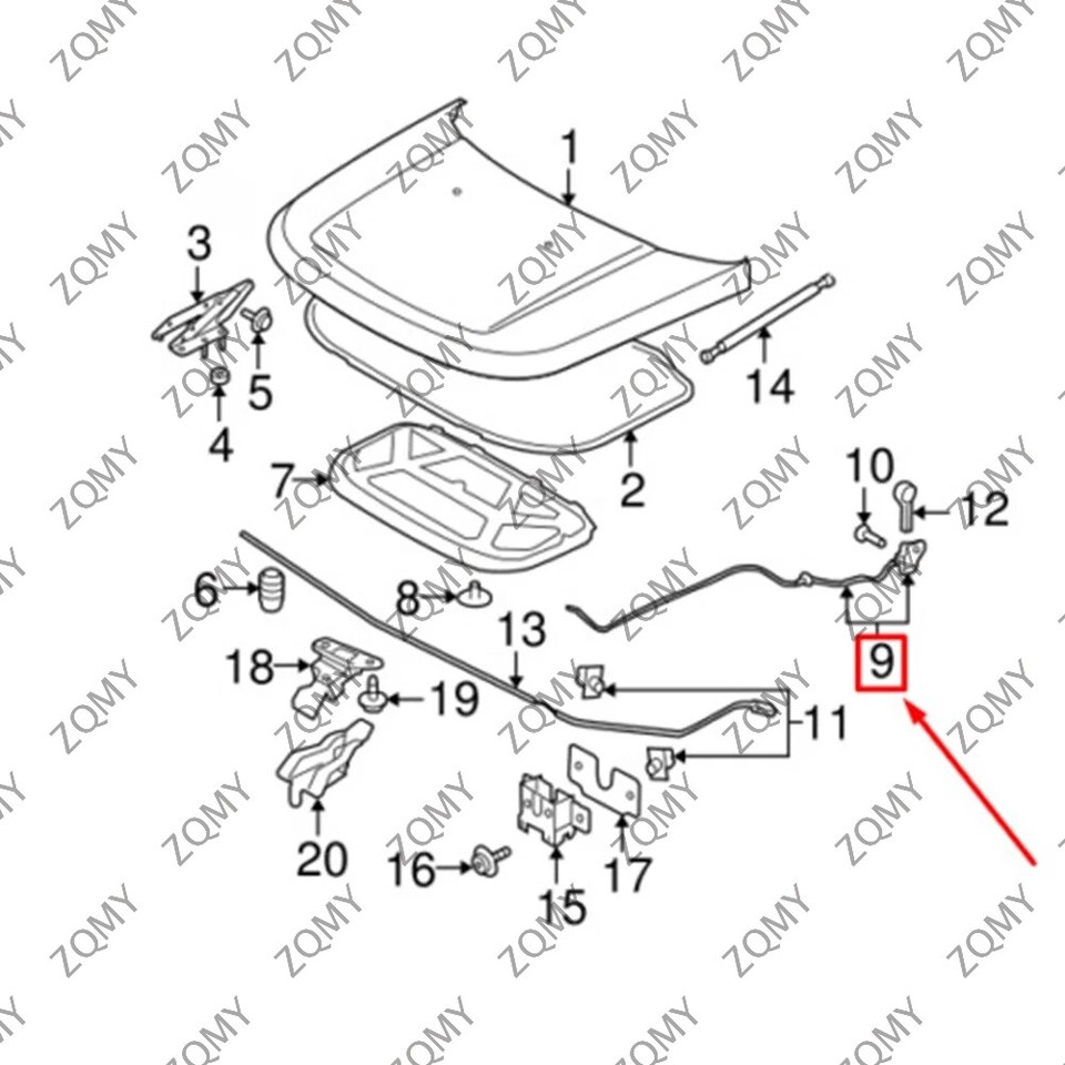 Hood Release Control Cable For Land Rover Range Rover Sport 20052009