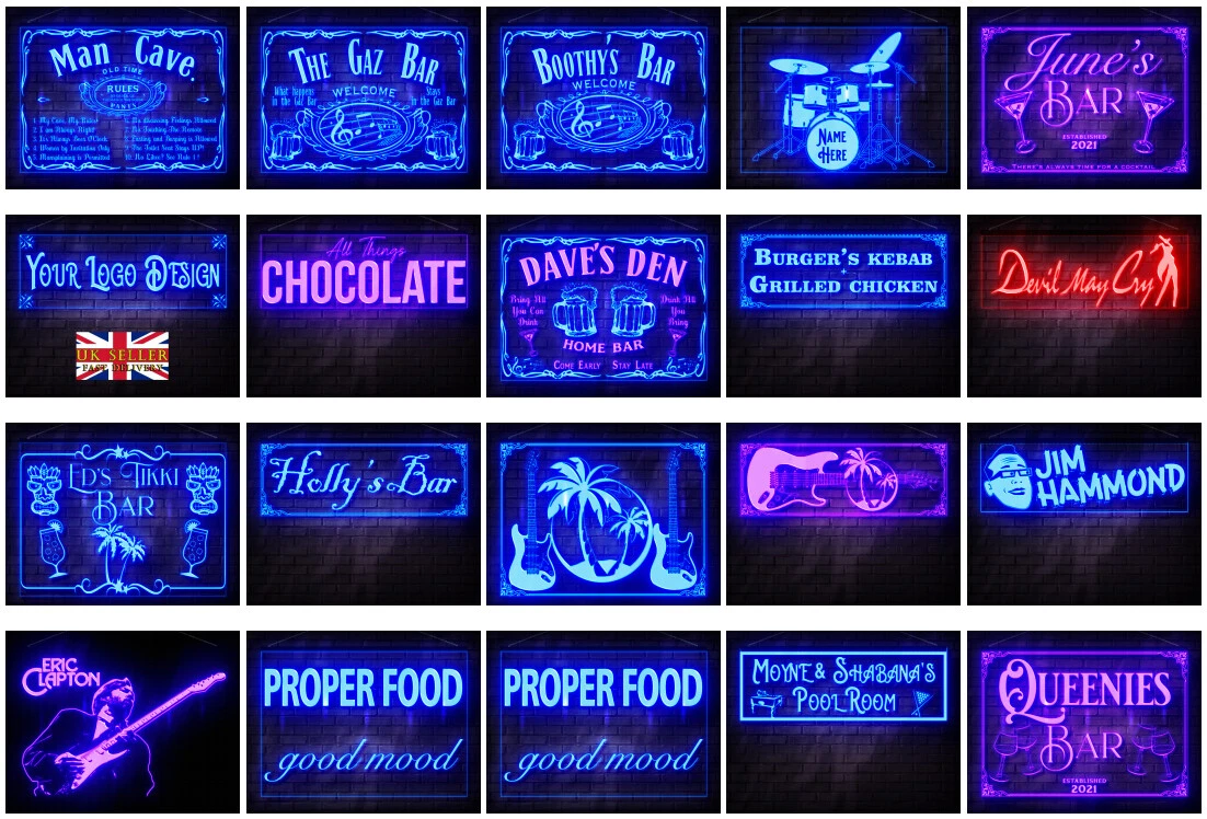 Neon LED Sign light up Shop Display Home Bar Logo 60 cm x 40 cm , FREE  DESIGN