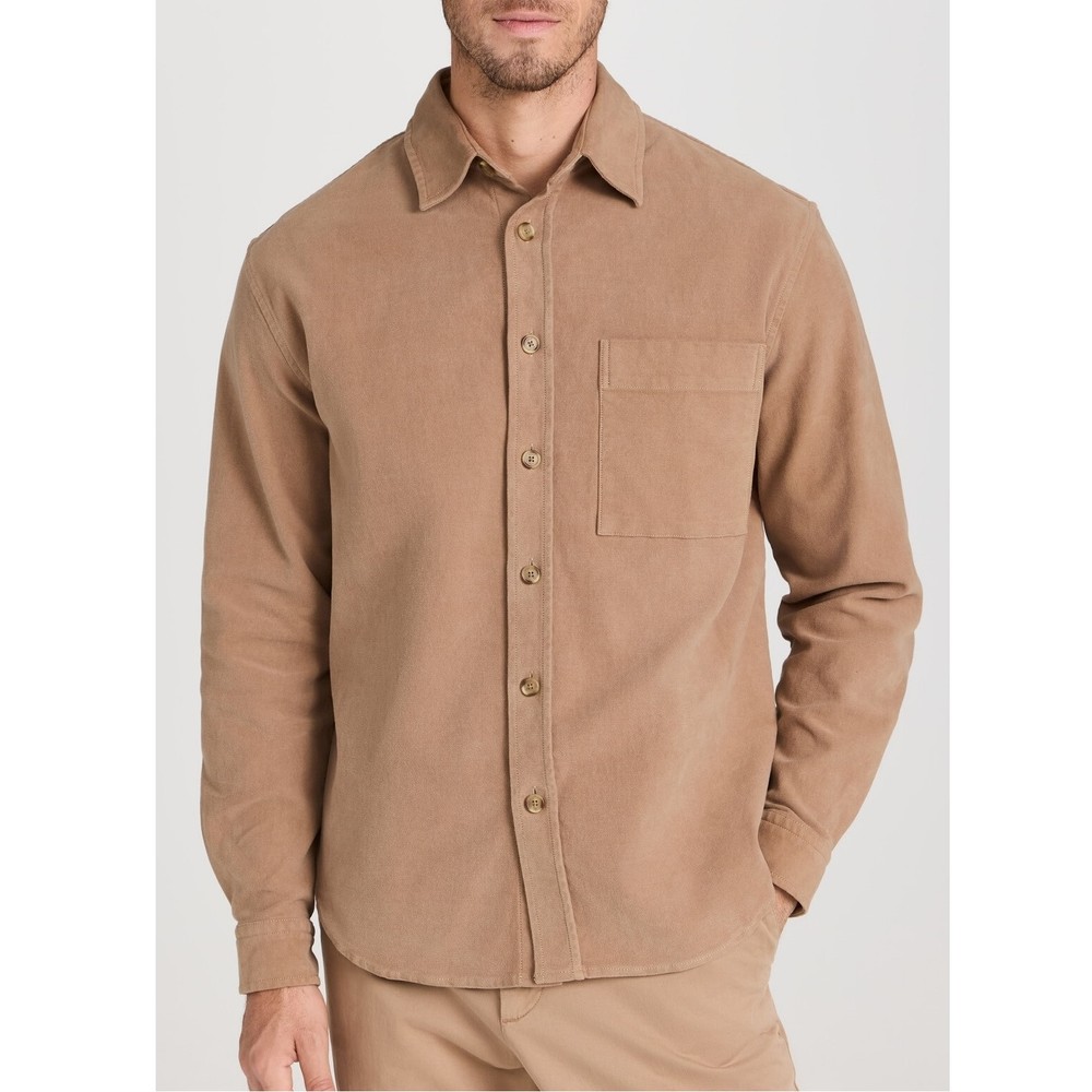 Hugo Boss Men's Relaxed Fit Beige Owen Patch Pocket Long Sleeve Overshirt