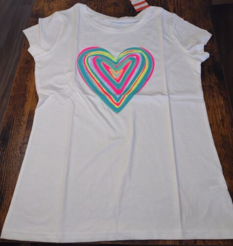 Cat & Jack Top Short Sleeve T-Shirt Eco White Heart L (10/12) NWT