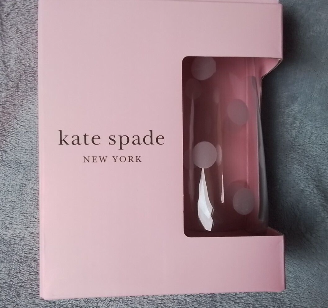 NIB Set of 2 Kate Spade Lenox Pearl Place Dot Stemless 8 oz Champagne