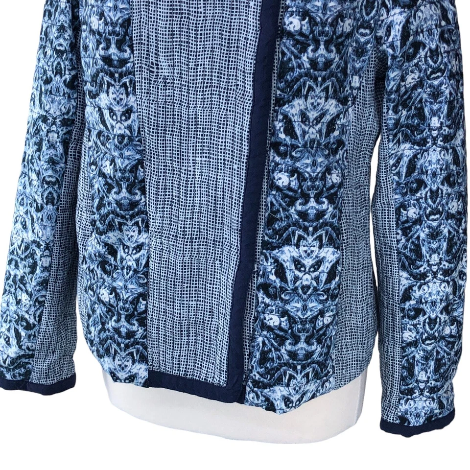 Chaqueta Blazer Nanette Lepore Mujer Talla L Acolchada Estampado Azul  Foto 3 de 4