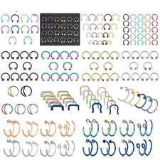 Nose Ring Hoop 16G 20G Stainless Steel Fake Nose Lip Hoop Rings Piercing Jewelry