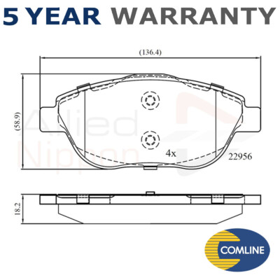 Allied Nippon Front Brake Pads Set Fits Vauxhall Corsa 2019- 3649095