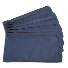 DALIX Zipper Bank Deposit Money Bags Cash Coin Pouch 6 Pack in Navy Blue