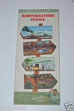WOW Nice Vintage Cities Service Oil Gas Paper Road Map of North Eastern States