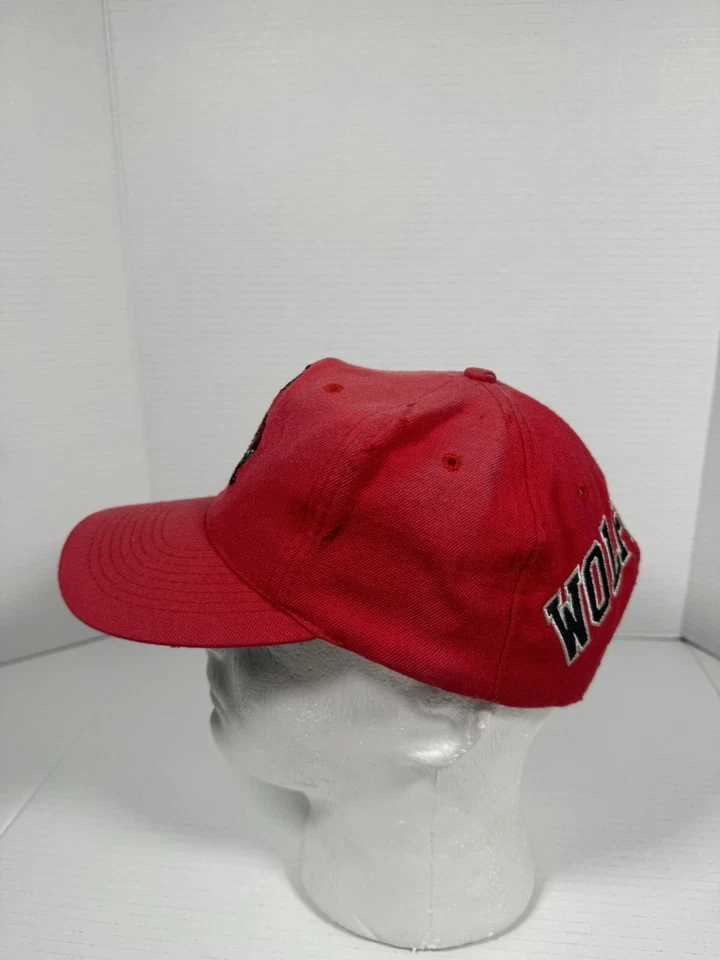 Sombrero de Colección Años 90 NC State Wolfpack Para Hombres Lana Cabeza de Bloque Snapback Aguja Americana Foto 3 de 4
