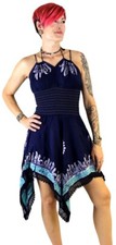 Beautiful Ceres Batik Fairy Boho Hippie Blue Light Blue Teal Dress
