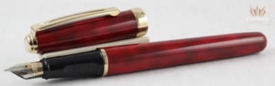 SHEAFFER PRELUDE 357 MARBLE RED LACQUER WITH GOLD PLATED TRIM FOUNTAIN PEN GREAT