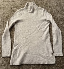 VINCE Women s Beige Oatmeal Mock Neck 100 Cashmere Split Hem Sweater Sz XS