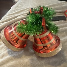 Vintage Christmas Large Decor Christmas Plastic Bells, Each Measures 6