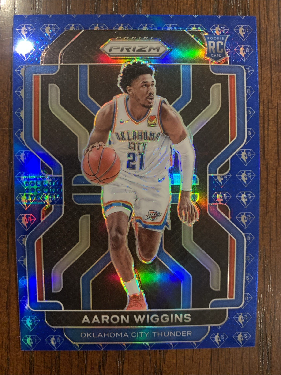 Aaron Wiggins 2021-22 Panini Prizm Blue NBA 75th Anniversary Rookie SSP #286 RC