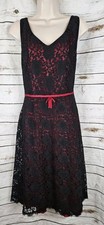 Vintage Y2K Black Lace Overlay Dress 16 Red Fit & Flare Fairy Grunge Whimsigoth