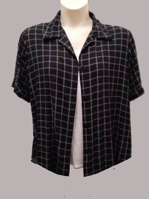 EUC Gloria Lance Twofer Top-Navy Windowpane w/Half White Tank-Women's Size 1X