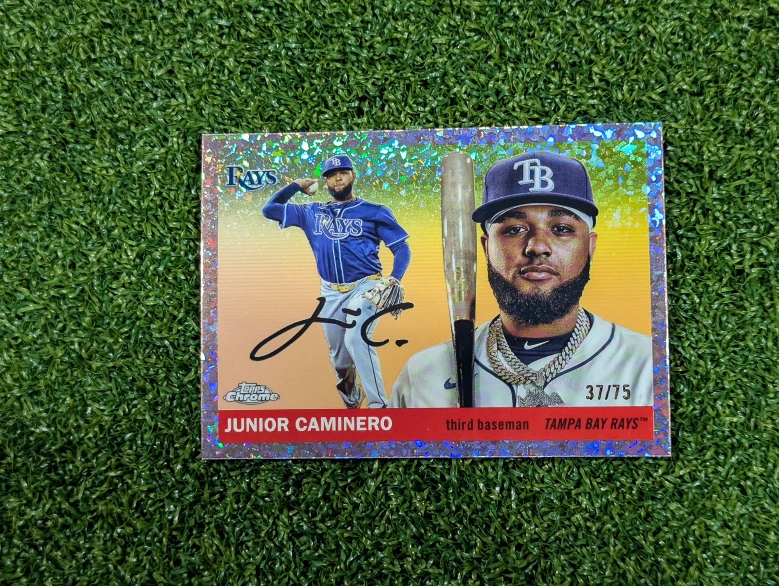 2025 Topps Chrome Platinum Junior Caminero Rose Gold Refractor 27/75 #168 RAYS