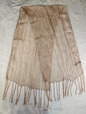 Jones New York Women's Oblong Scarf Metallic Champaign Fringe 20x76