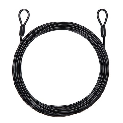 1/8'' Dia 32.8ft Security Cable Lock Vinyl Coated Steel with Loops Black
