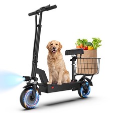 Foldable Electric Scooter with Seat Basket, 22miles Max Range Full Suspension
