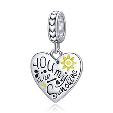 925 Sterling Silver Love Heart Charm for Charm Bracelet, Christmas Mother's Day