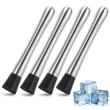 4-Pack 8.3-inch 304 Stainless Steel Cocktail Muddlers Fruit Ice Crusher
