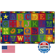 Flagship Carpets Early Blocks Colorful Abc Alphabet Childrens Rug For Classroom
