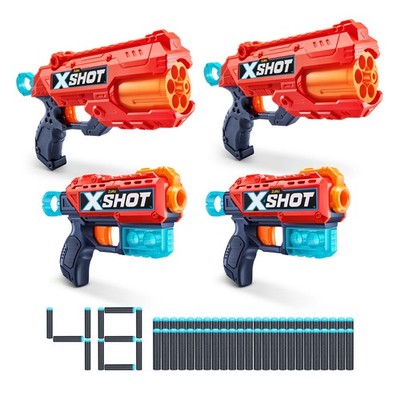 4x Blaster Schaumstoffpistole Kombi Value Pack 48 Pfeile XShot Excel Double 6