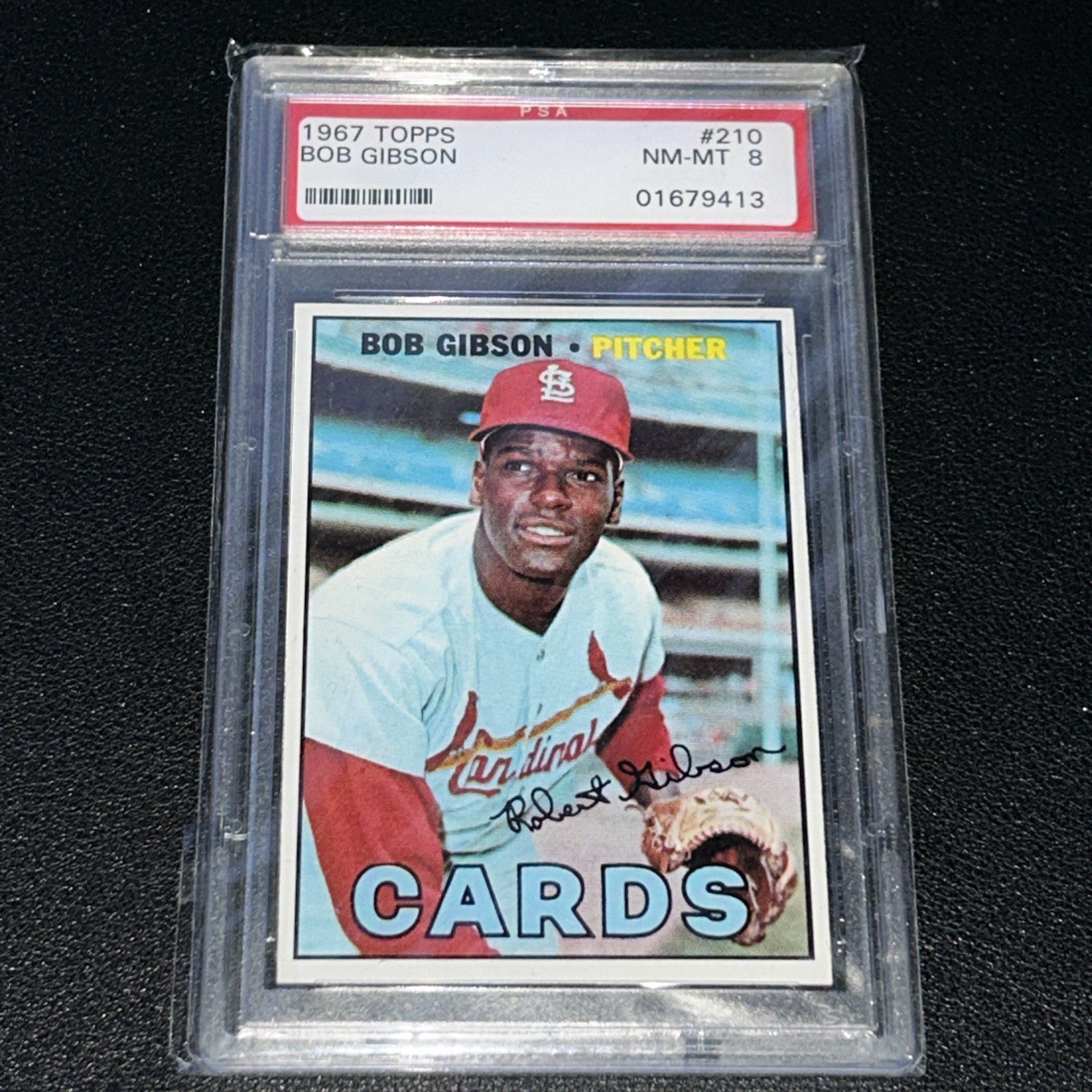 1967 TOPPS #210 BOB GIBSON CARDINALS HOF PSA 8 NM-MT