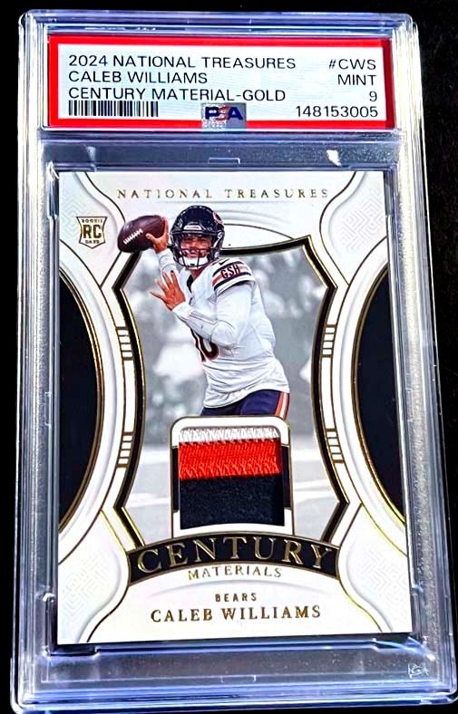 2024 National Treasures Caleb Williams Gold Century Material PSA 9 Mint #d /49 view 10