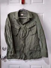 BDU Military Ripstop Jungle Jacket Green Sm Slant Pockets Vietnam OD 1969 Shirt